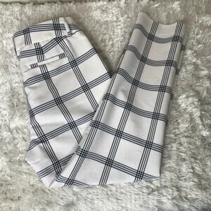 A New Day Windowpane Plaid Black White Stretch Trouser Sz 8